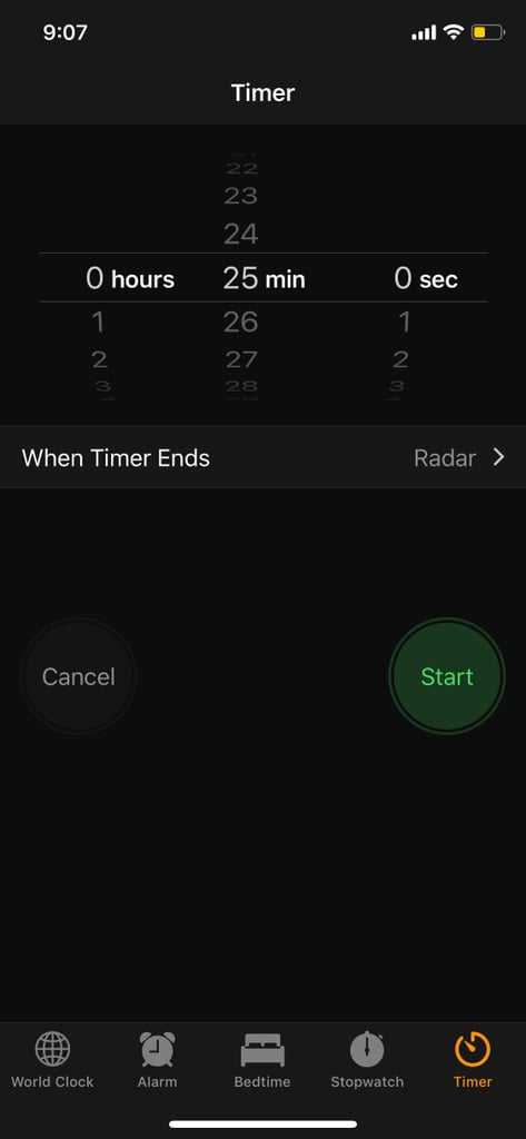 Select the Timer Tab, Set the Timer, and Click "When Timer Ends"