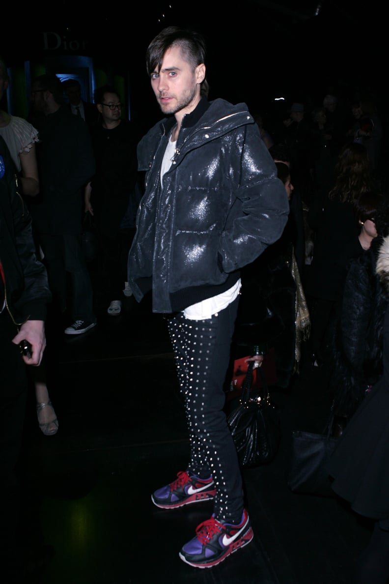 Jared Rocked a Metallic Bomber Jacket and Flashy Sneakers at a Fashion Show