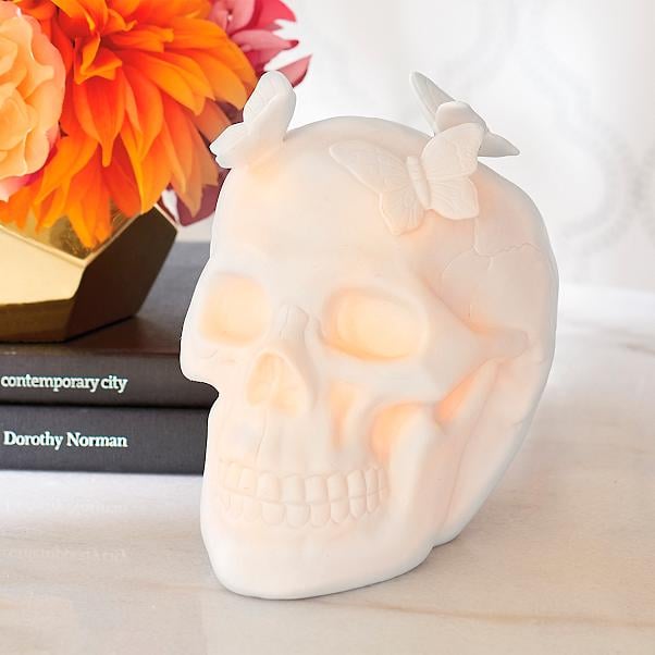 Pre-Lit Butterfly Skull