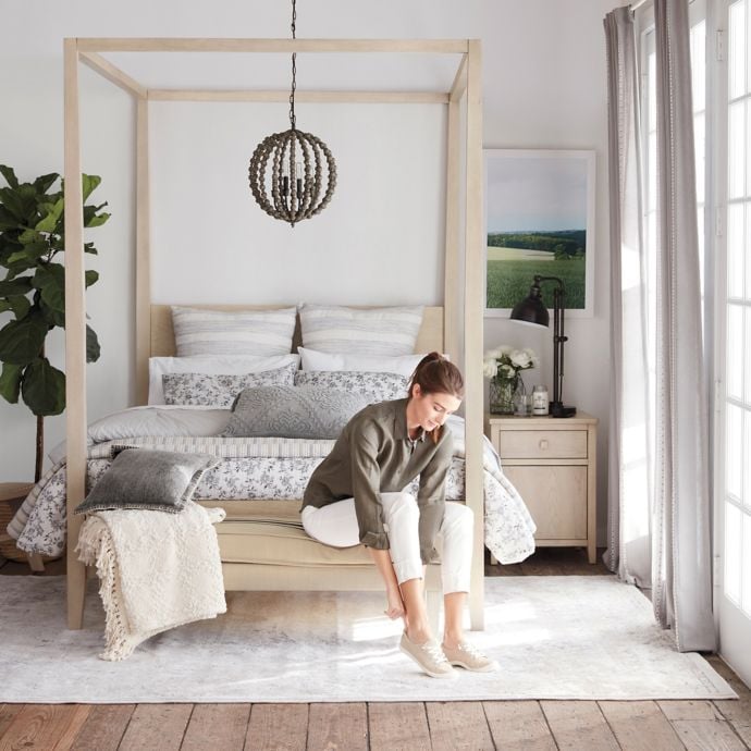 Wood Canopy Bed in Natural