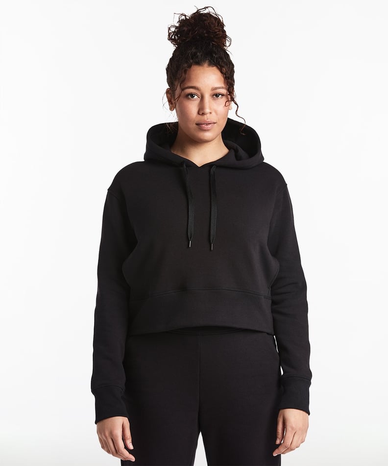 Luxe Fleece Cropped Hoodie in Black