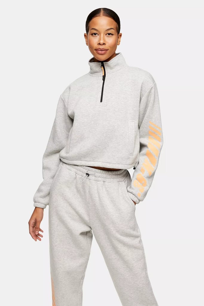 Gray Marl Funnel Neck Sweatshirt