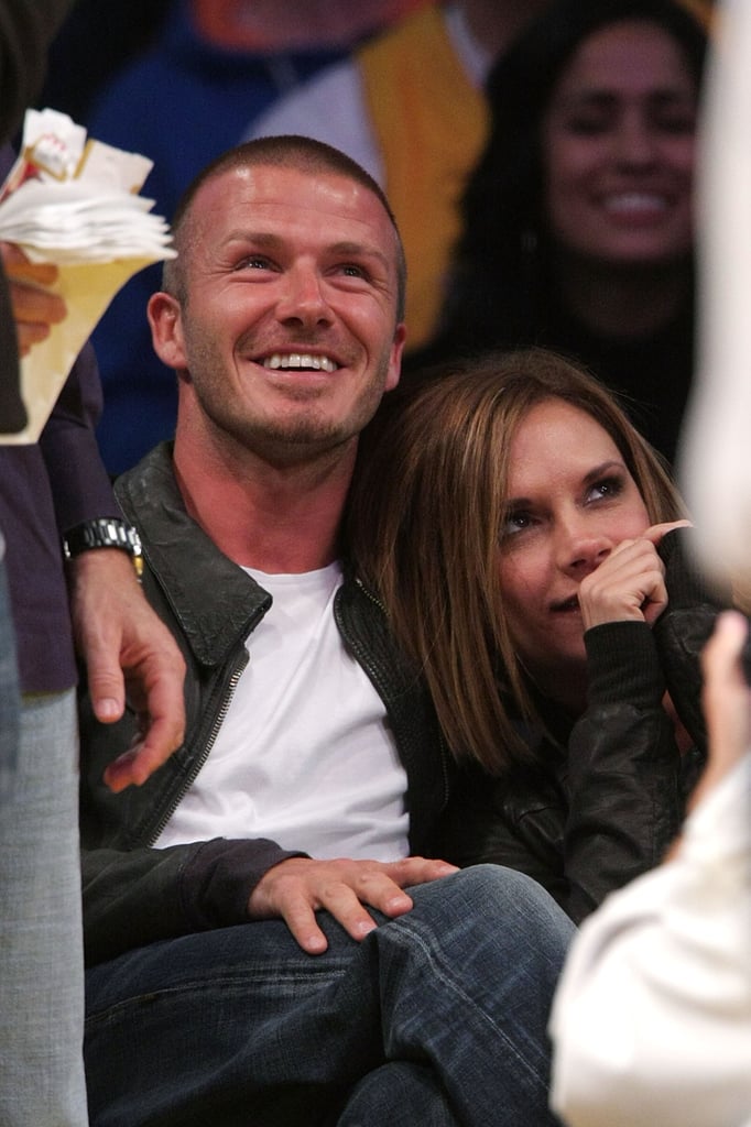 They showed love for their new town in May 2008 as they cuddled up at a Lakers game.
