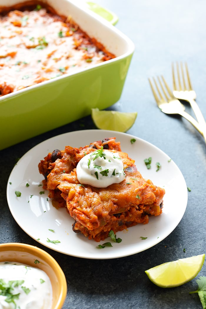 Healthy Chicken Enchilada Casserole With Brown Rice