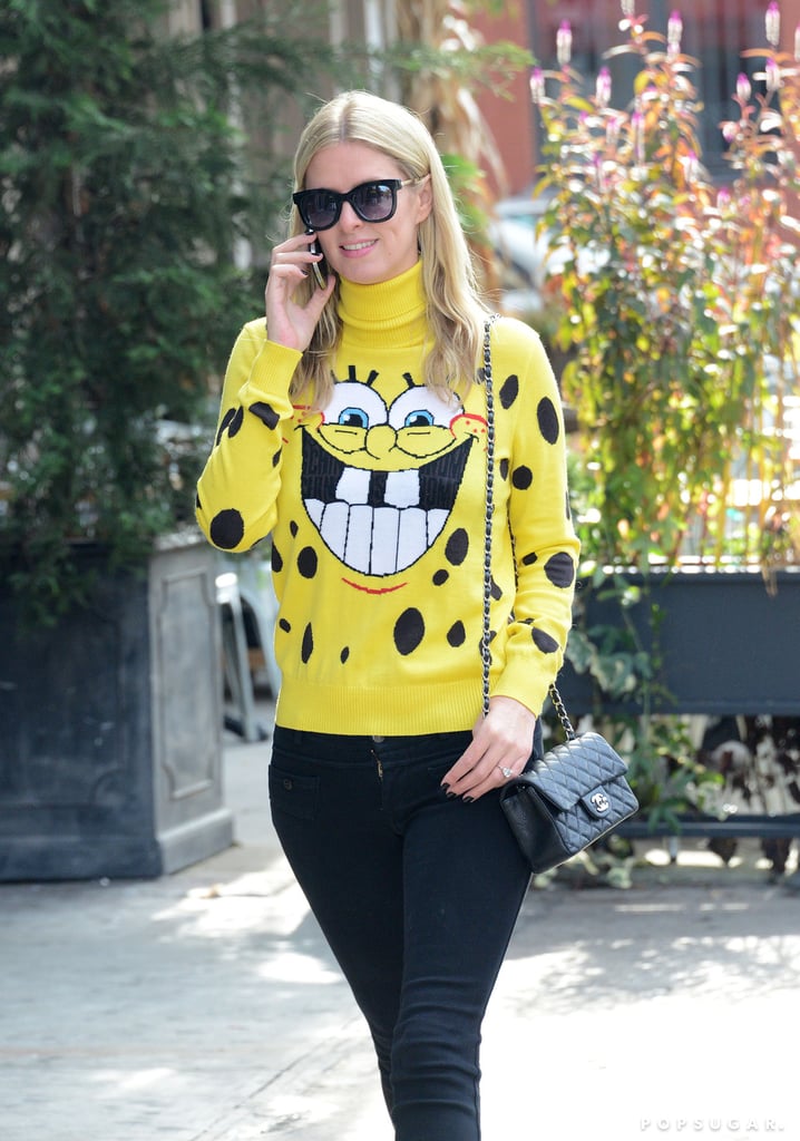 Nicky Hilton sported a SpongeBob SquarePants sweater in NYC on Monday.