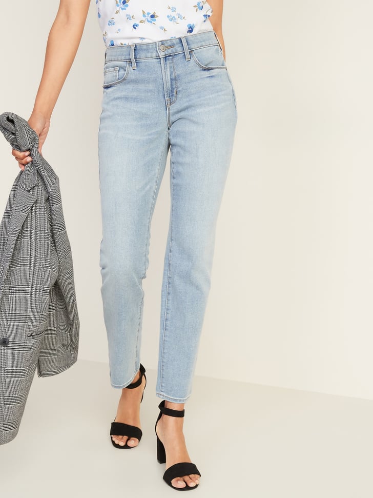 Old Navy Mid Rise Light Wash Power Slim Straight Jeans I Shop