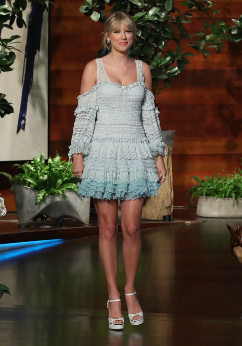 Taylor Swift Wearing a Blue Ombré Jonathan Simkhai Dress on The Ellen Show