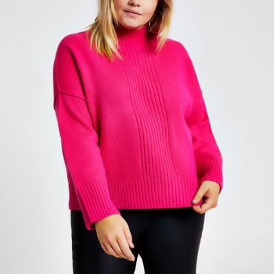 River Island Plus Pink Turtleneck Knitted Jumper