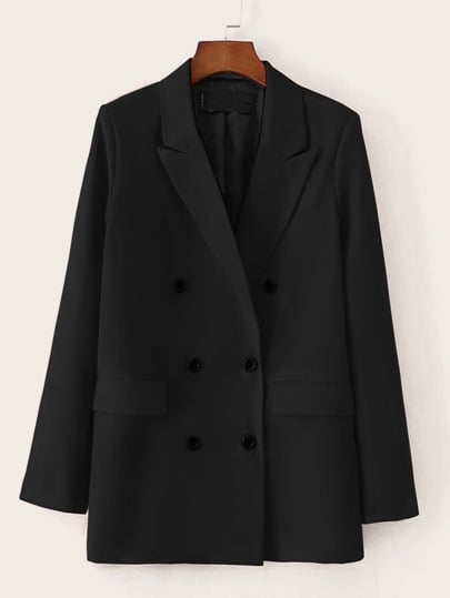 Shein Lapel-Neck Double-Breasted Blazer