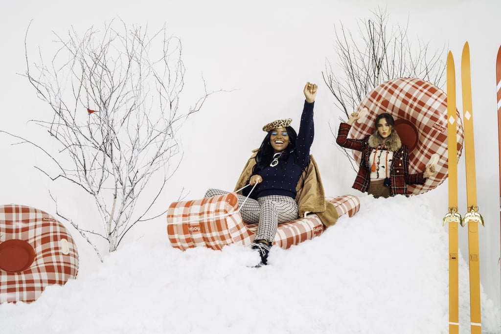 Inflatable Toboggan Snow Sled and Winter Snow Tube in Plaid