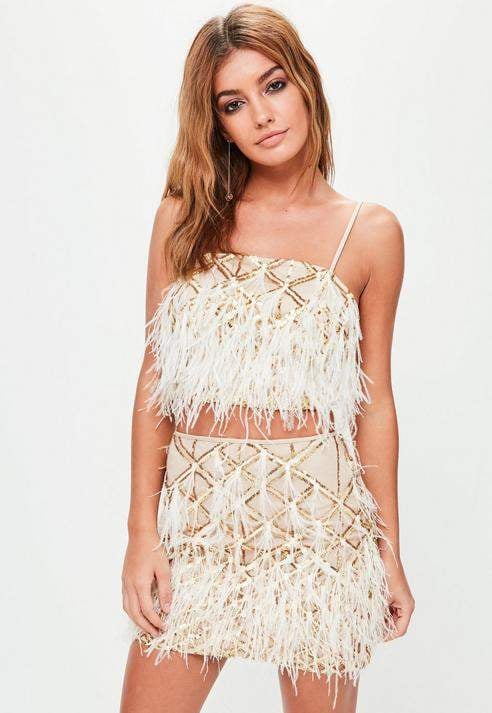 Missguided Gold Feather Crop Bralette Kendall Jenner Wore a