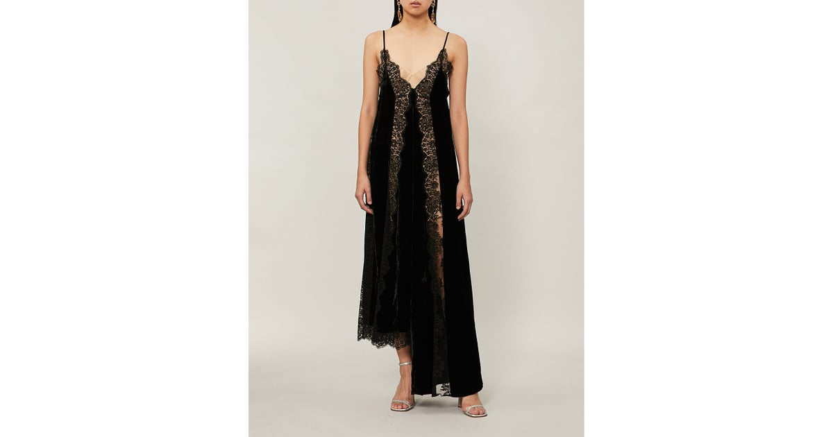 Stella McCartney Lace Panel Velvet Dress Rosie Huntington