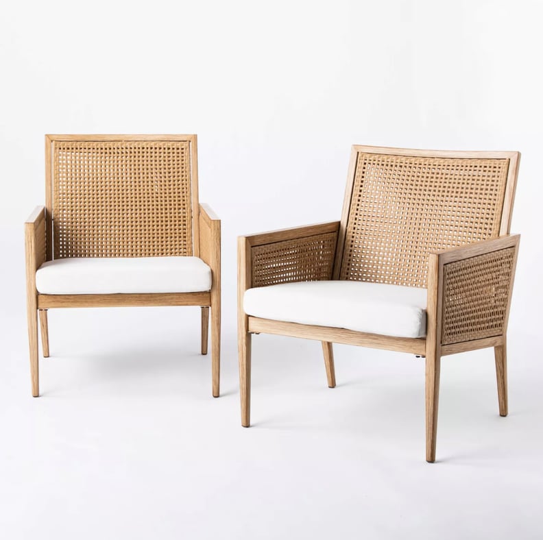 Threshold designed with Studio McGee Benmore 2pk Wicker & Faux Wood Patio Accent Chairs