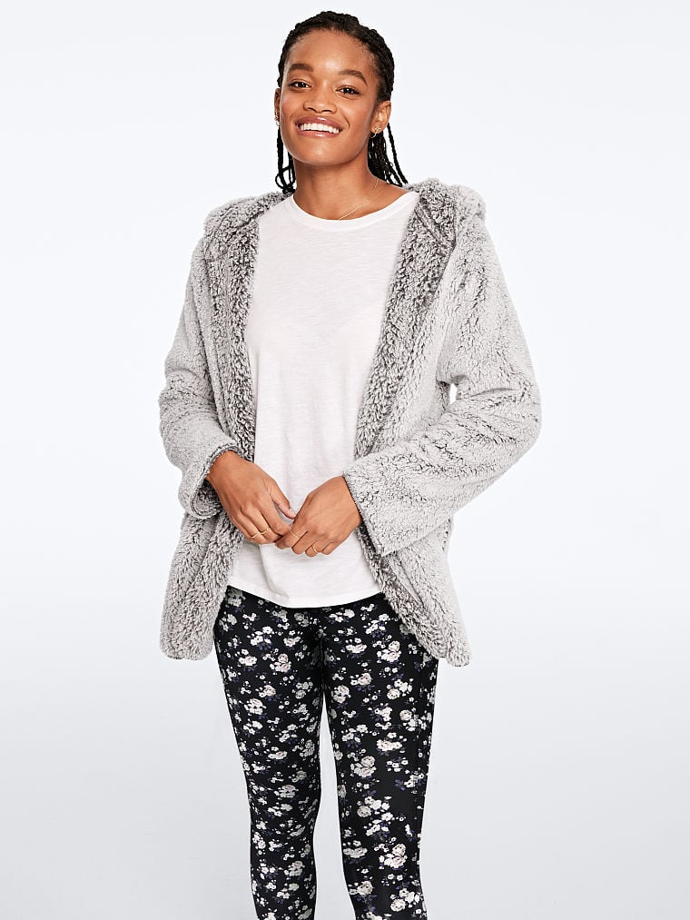 Pink sherpa cardigan on sale