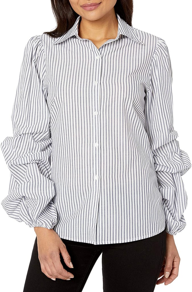 Lark & Ro Woven Shirt With Pintucked Sleeve