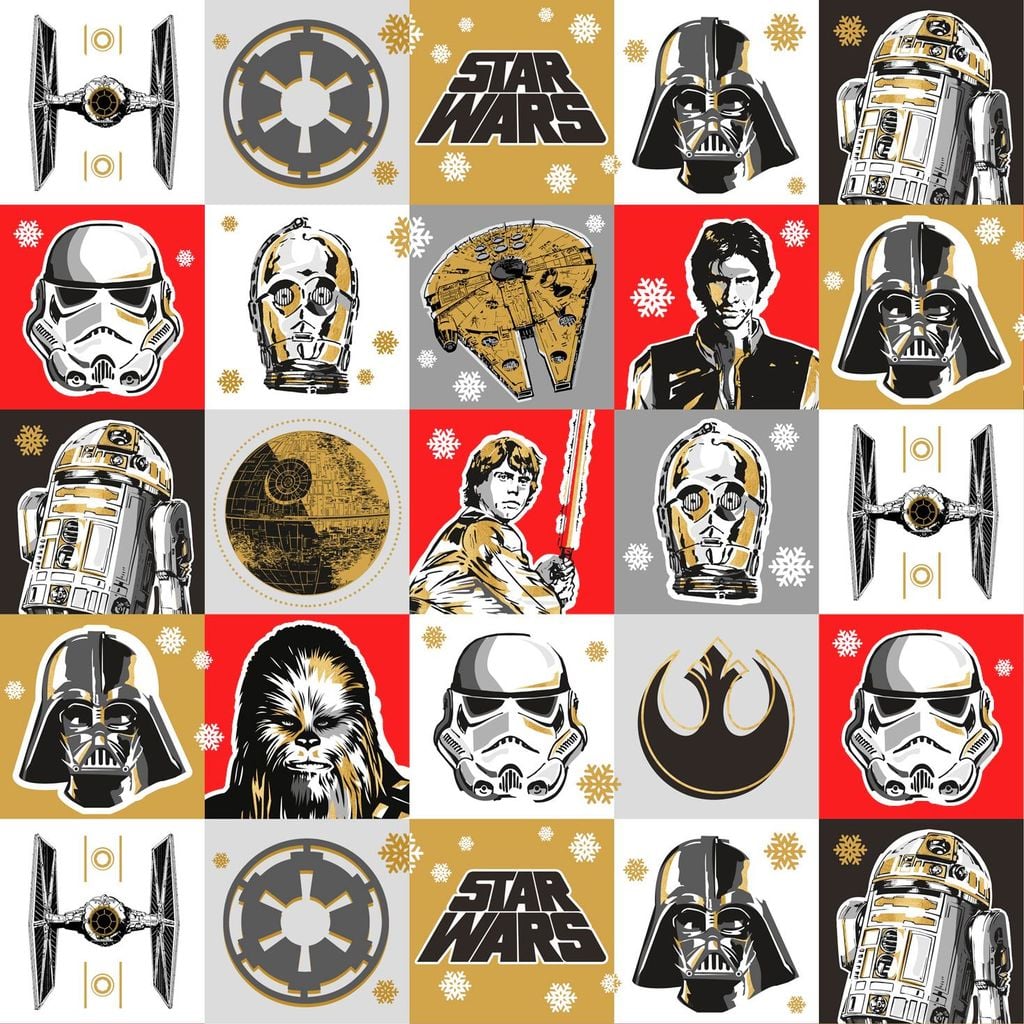 Star Wars Squares Jumbo Christmas Wrapping Paper Roll, We Don't Want to  Unwrap Presents Anymore — These Wrapping Papers Are Way Too Cute!