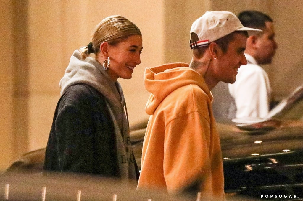 Hailey Baldwin and Justin Bieber Wearing Sweatshirts