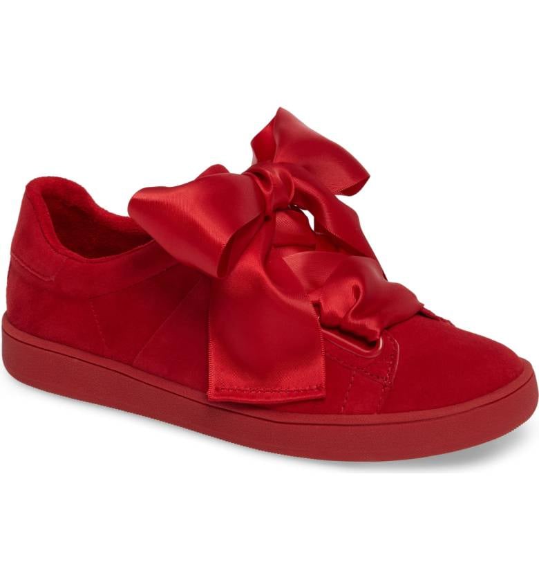 red womans sneakers