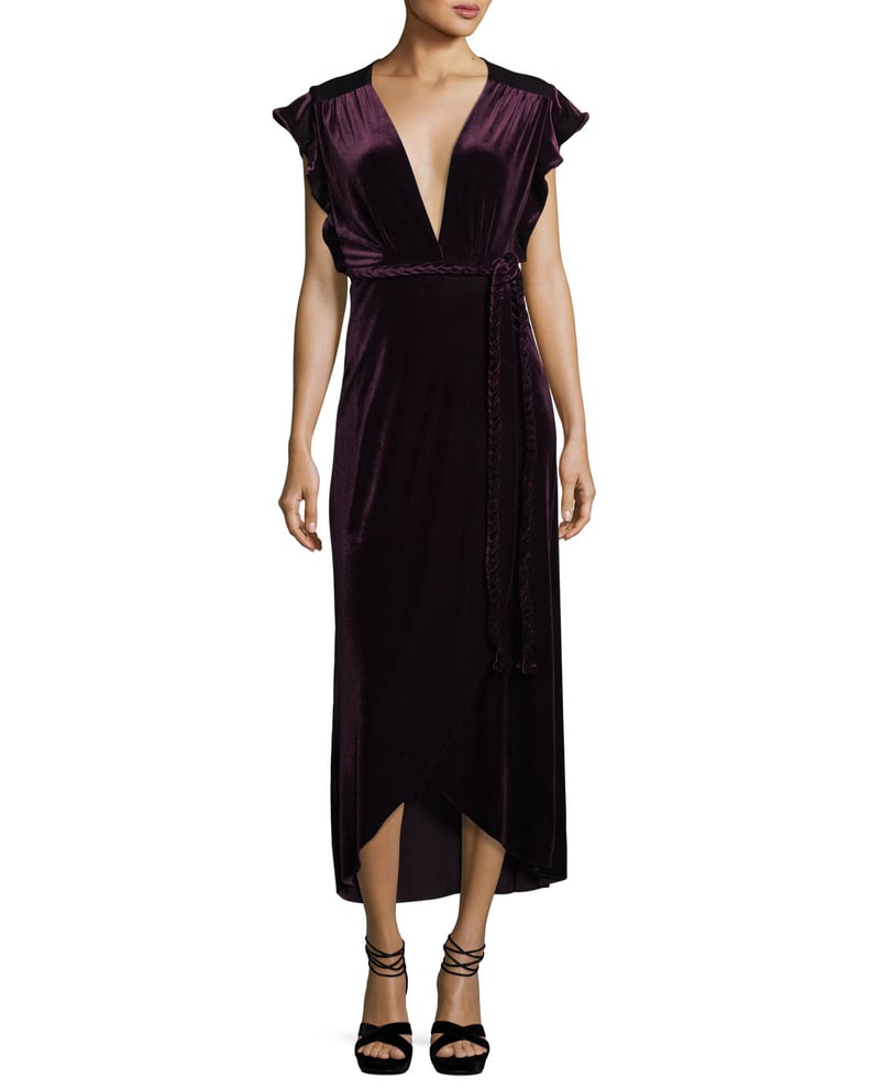 MISA Los Angeles Carolina V-Neck Cap-Sleeve Wrap Maxi Dress
