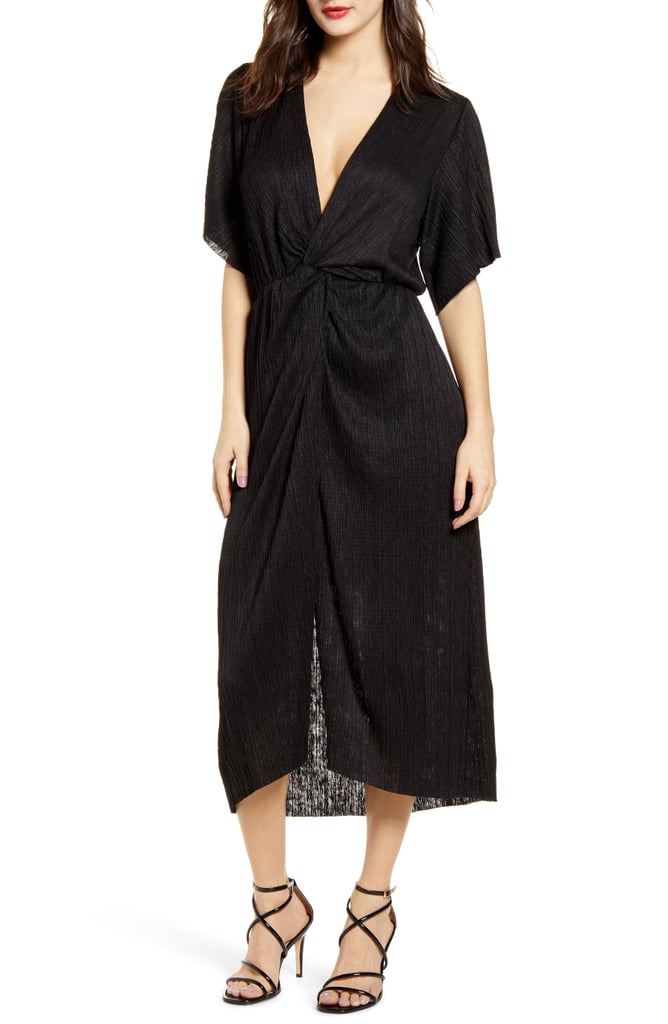 All in Favor Dolman Plissé Midi Dress