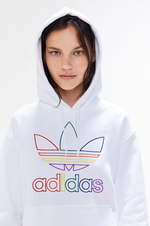 Adidas Pride Rainbow Trefoil Hoodie Sweatshirt | Pride Clothes at Urban ...