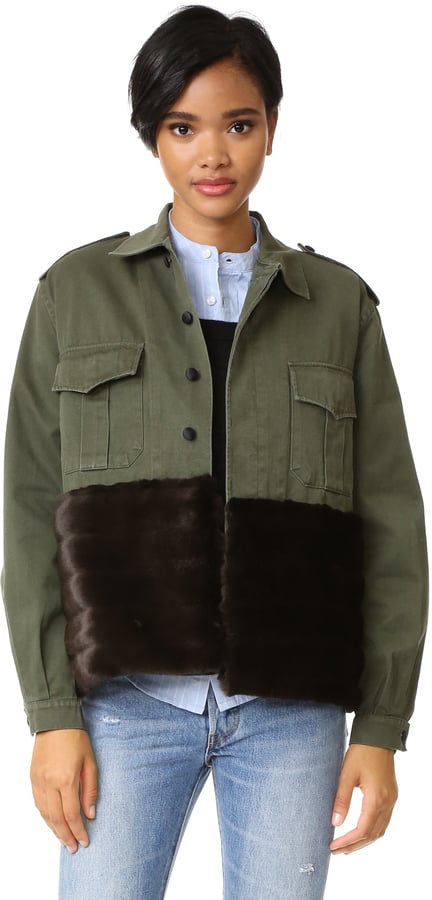 Harvey Faircloth Military Jacket With Faux Fur Trim