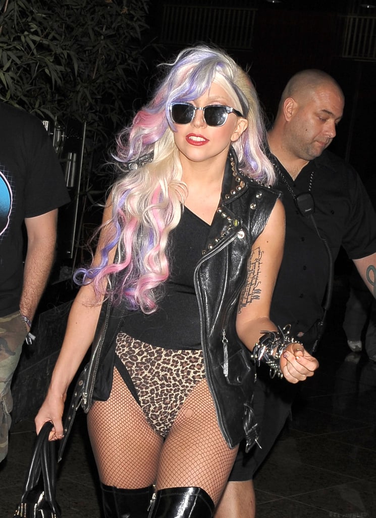 Lady Gaga With Streaks of Pink and Purple in Her Hair