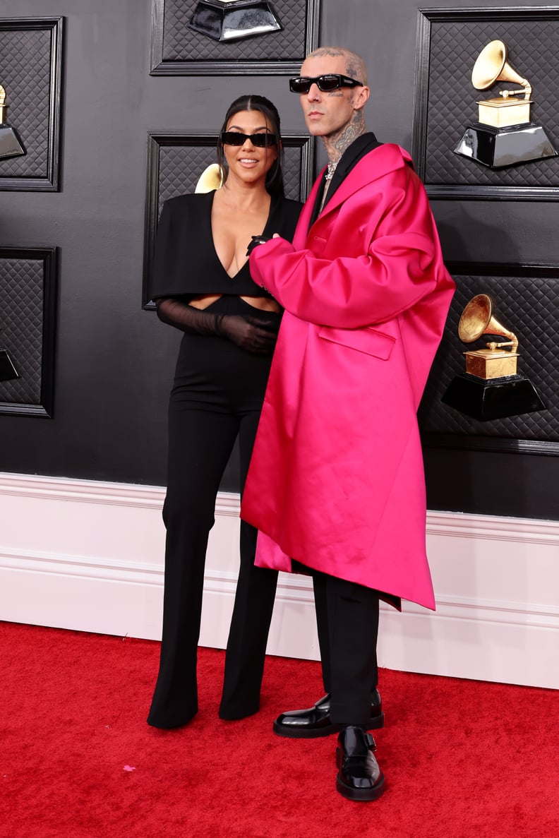 Kourtney Kardashian and Travis Barker at the 2022 Grammys