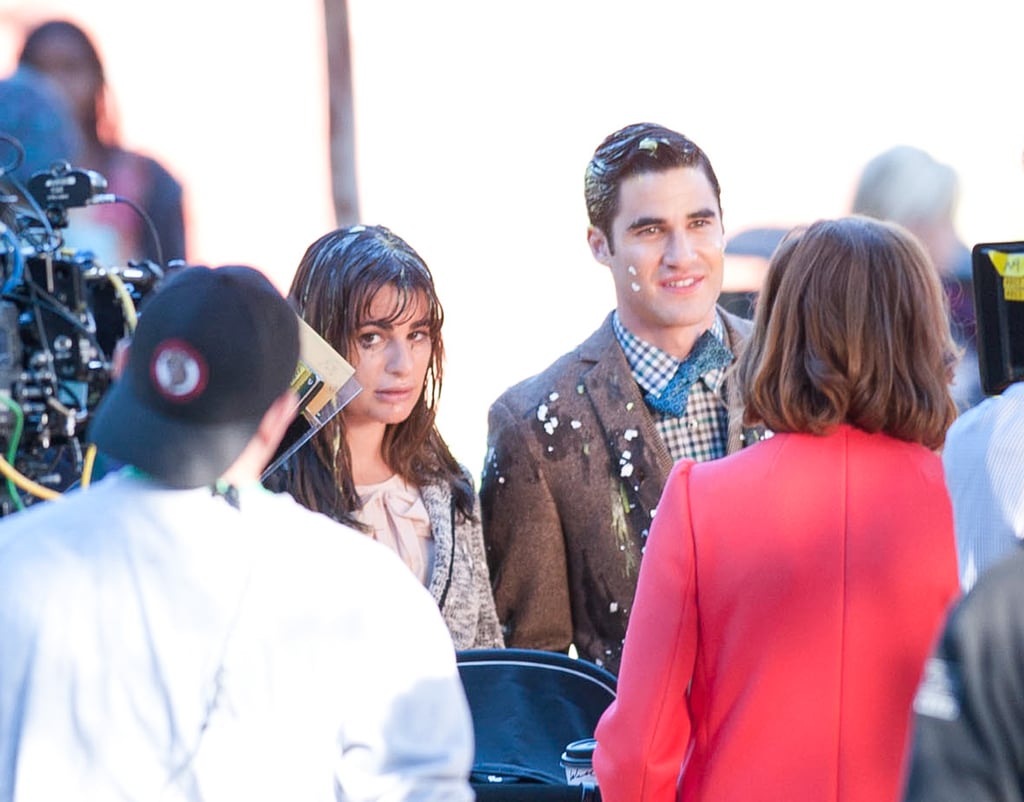 Lea Michele Getting Egged While Filming | Photos