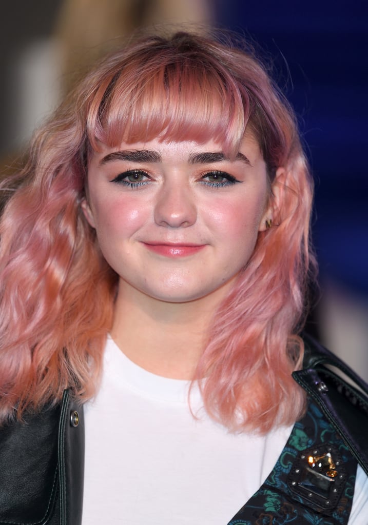 Celebrities With Bangs: Maisie Williams With a Cropped Pink Fringe