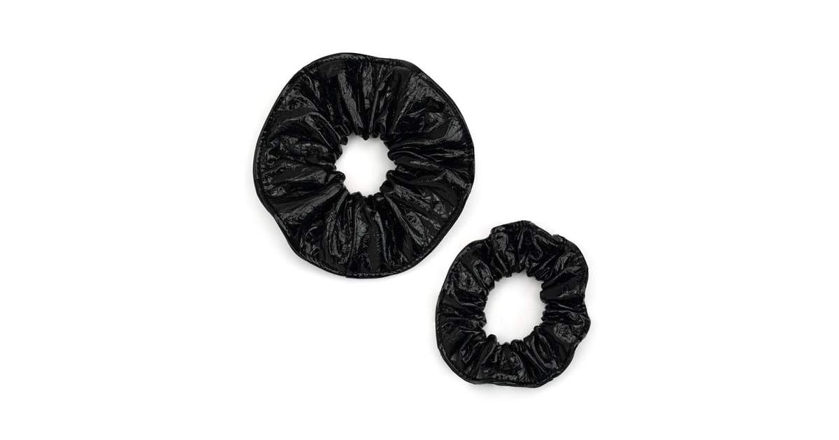 Justine Marjan x Kitsch Plain Patent Scrunchie 2Piece Set in Black