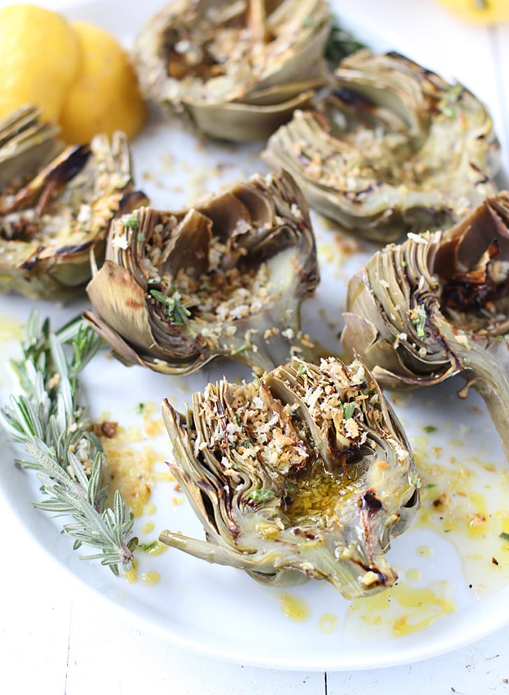 Grilled Artichokes With Rosemary Lemon Vinaigrette and Garlic Breadcrumbs