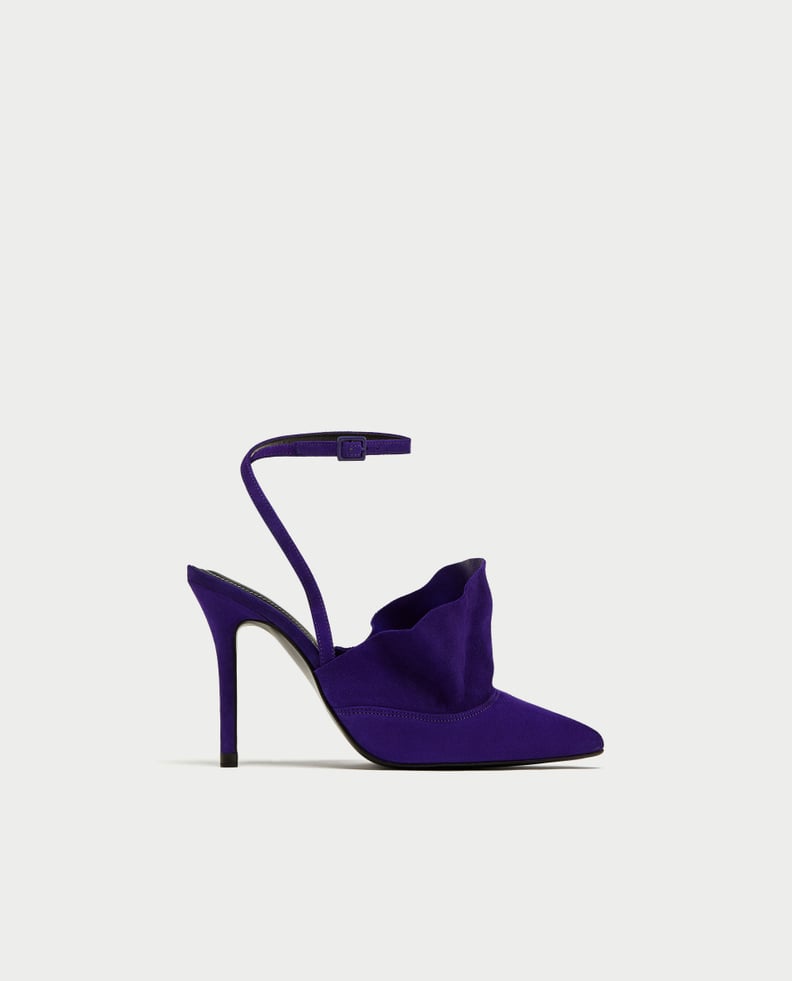 Zara Ruffled Leather High-Heel Shoes