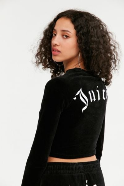 Long Sleeve Cropped Velour Top