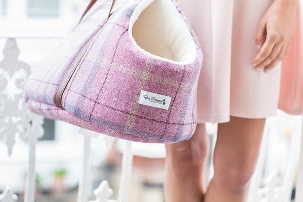 Teddy Maximus Cocoon Bed Pink Shetland Wool Luxury Dog Carrier
