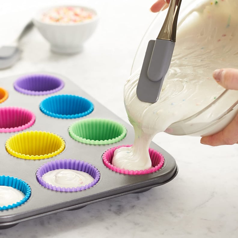 For Cupcakes: Amazon Basics Reusable Silicone Baking Cups