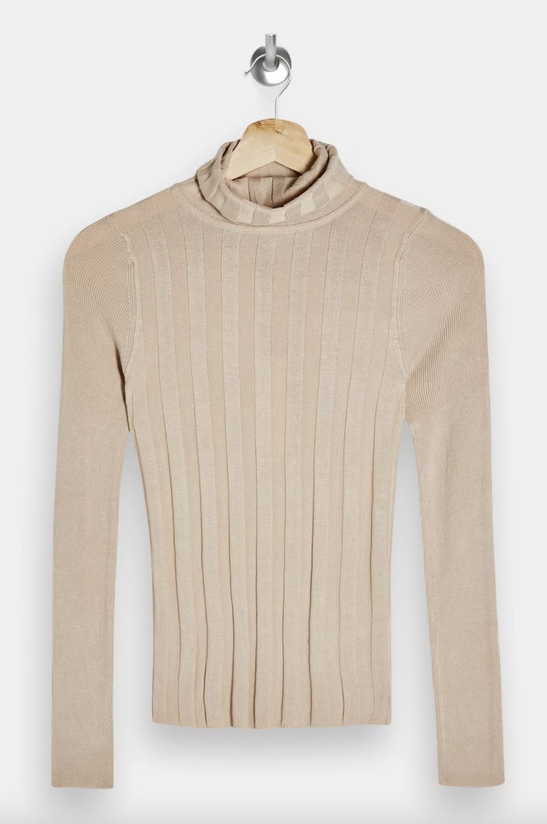 Topshop Mixed Ribbed Roll Neck Knitted Sweater