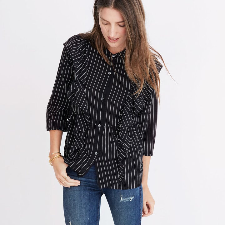 Madewell Silk Ruffle-Front Top