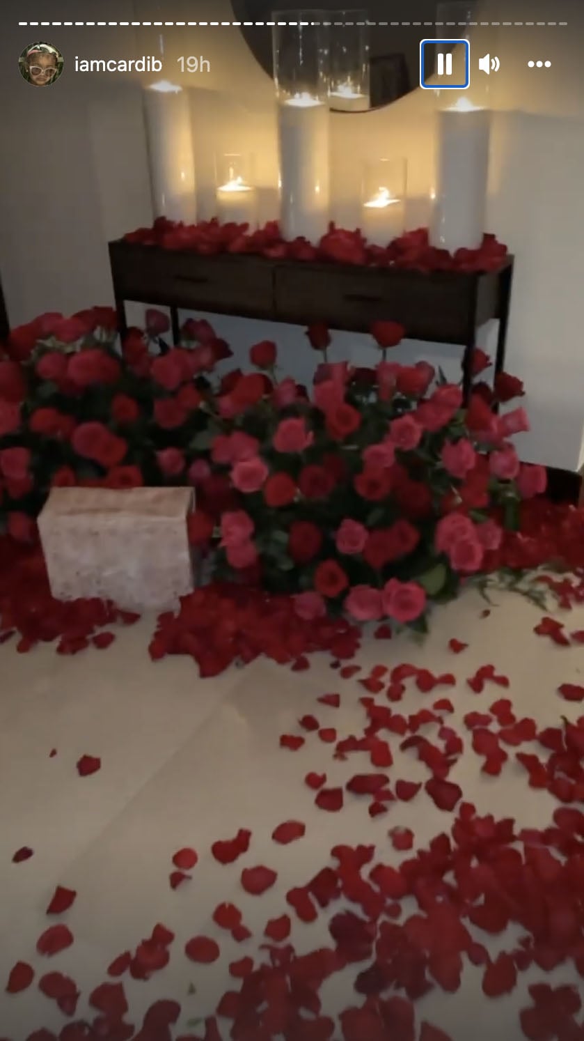 Cardi B is lavished with SIX Chanel bags and romantic display of roses by  husband Offset