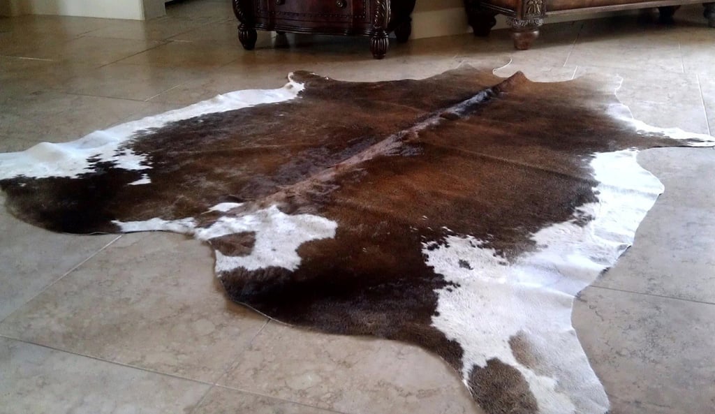 A Star Genuine Cowhides Brown And White Real Cowhide Rug 372 33