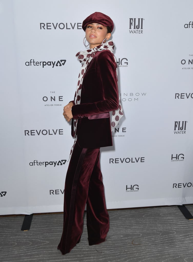 Zendaya's Red Velvet Suit at The Fashion Media Awards 2019