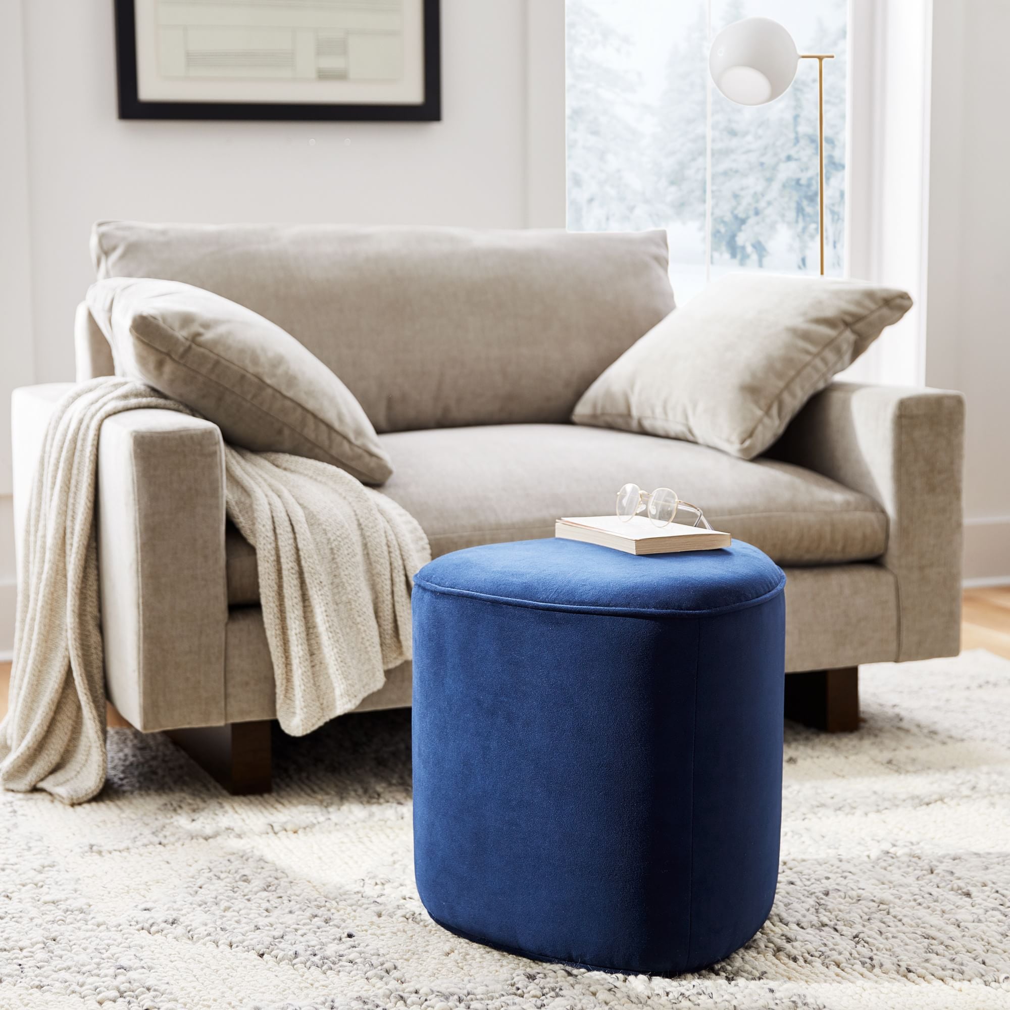 West elm online velvet ottoman