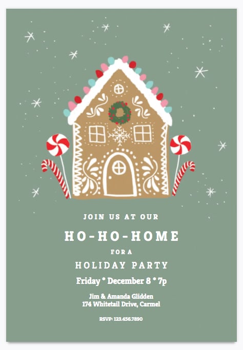 Ho-Ho-Home Holiday Party Invitation