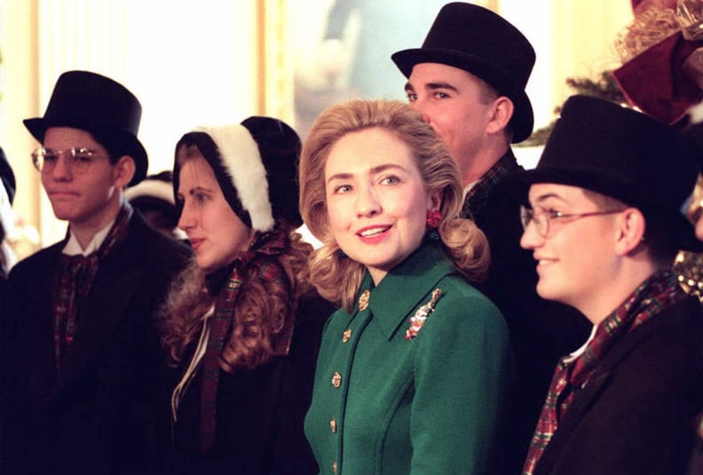 First Lady Hillary Clinton Hanging With Carollers