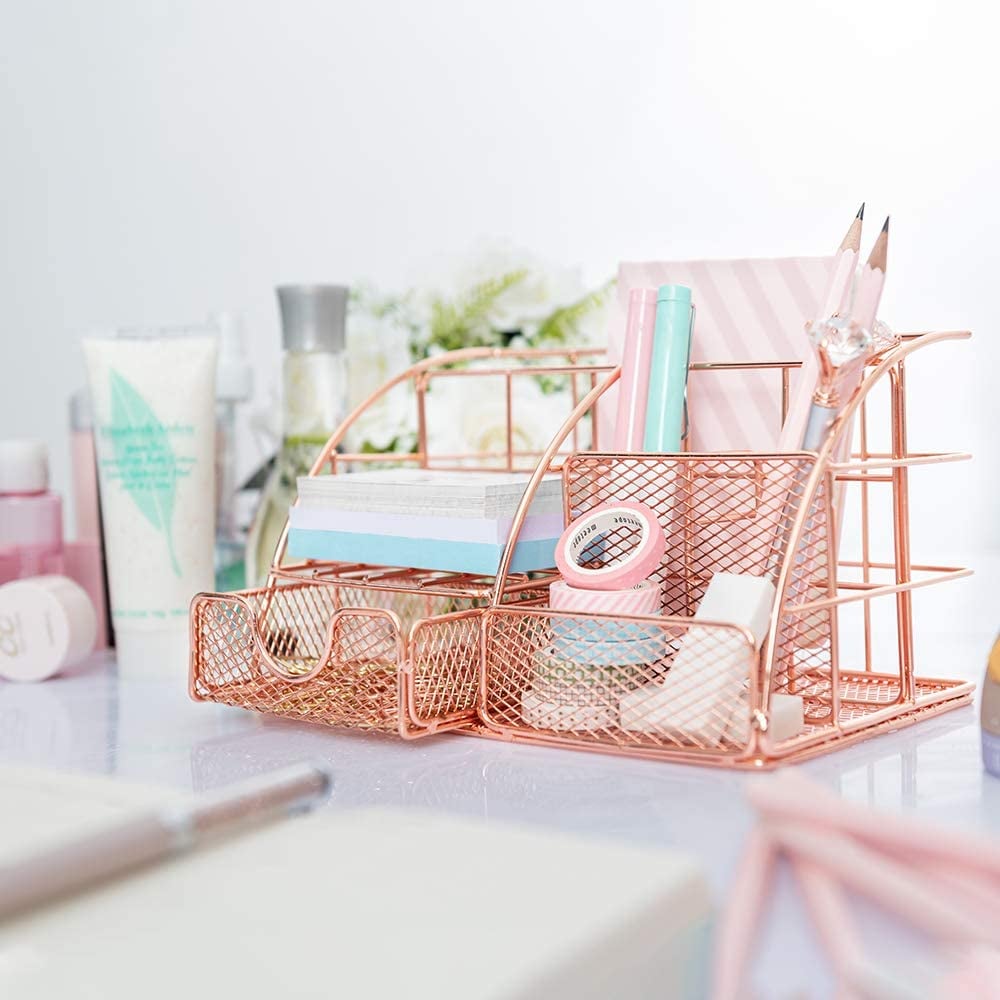 Rose Gold Desk Organiser