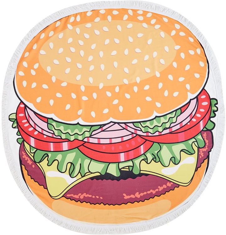Tan & Red Hamburger Round Fringe Beach Towel ($52)