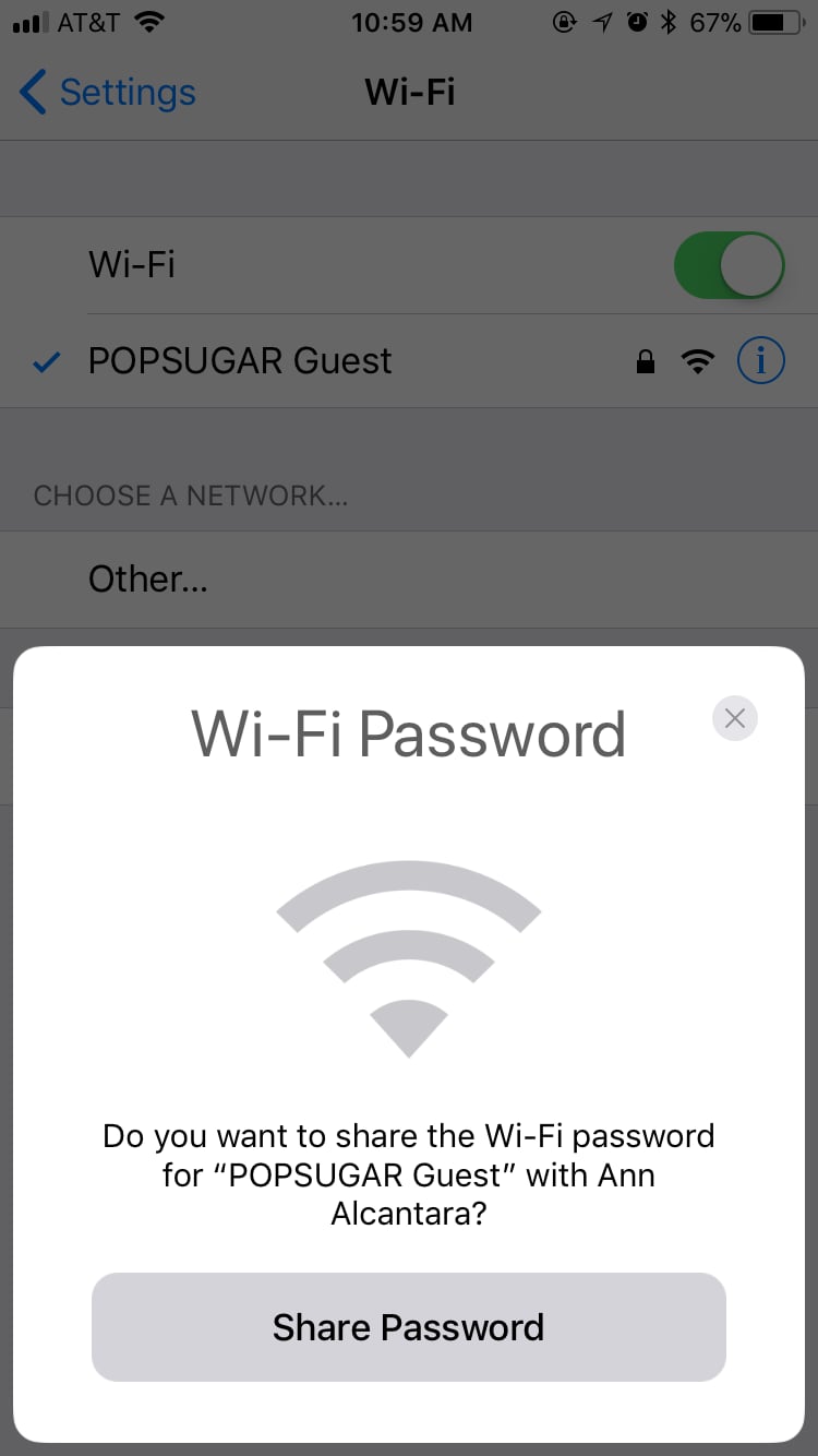 First, make sure you're on the WiFi network you want to share.