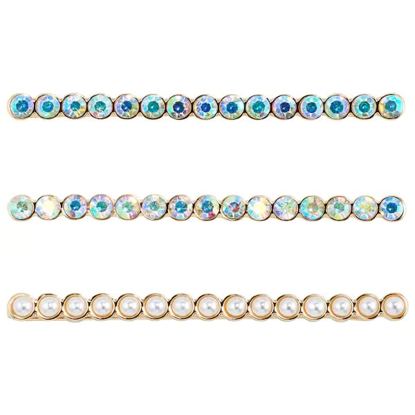 Kitsch 3pc Bobby Pins — Pearl and Iridescent Rhinestone