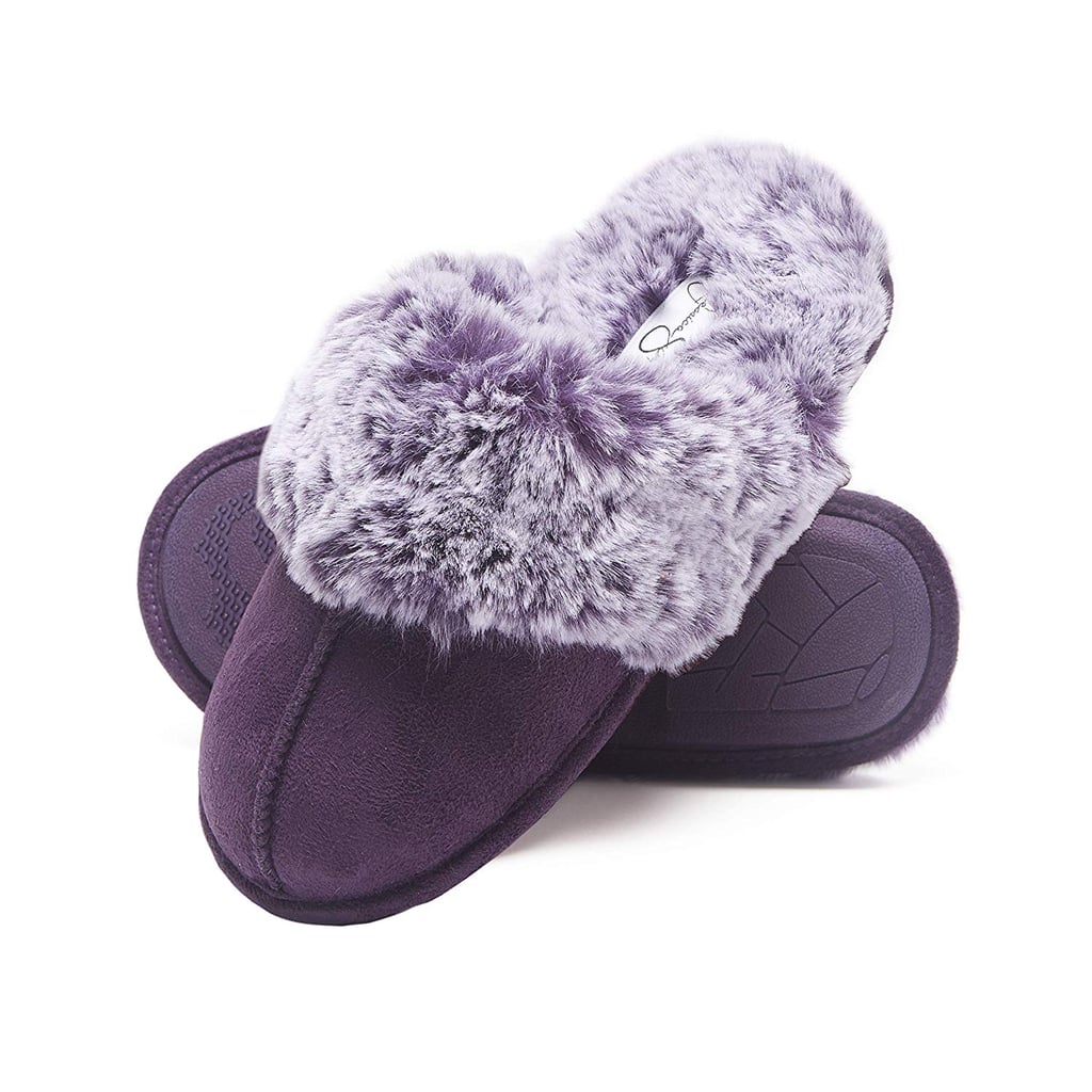 Jessica Simpson Cozy Faux Fur Clog Slippers With Memory Foam - Pink, Large