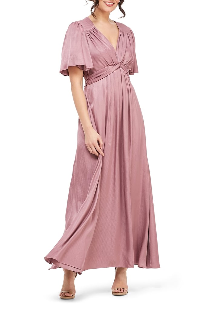 Gal Meets Glam Collection Genevieve Empire Waist Pleated Maxi Dress